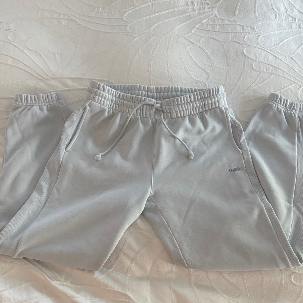 TNA Sweatfleece Cozy Fleece Boyfriend Fit Sweatpants - Light Blue